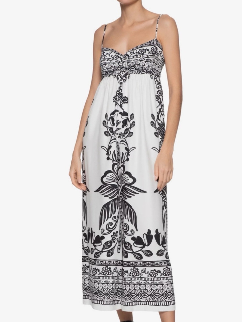 FARM Rio Black & White Floral Wide-Leg Jumpsuit / XS